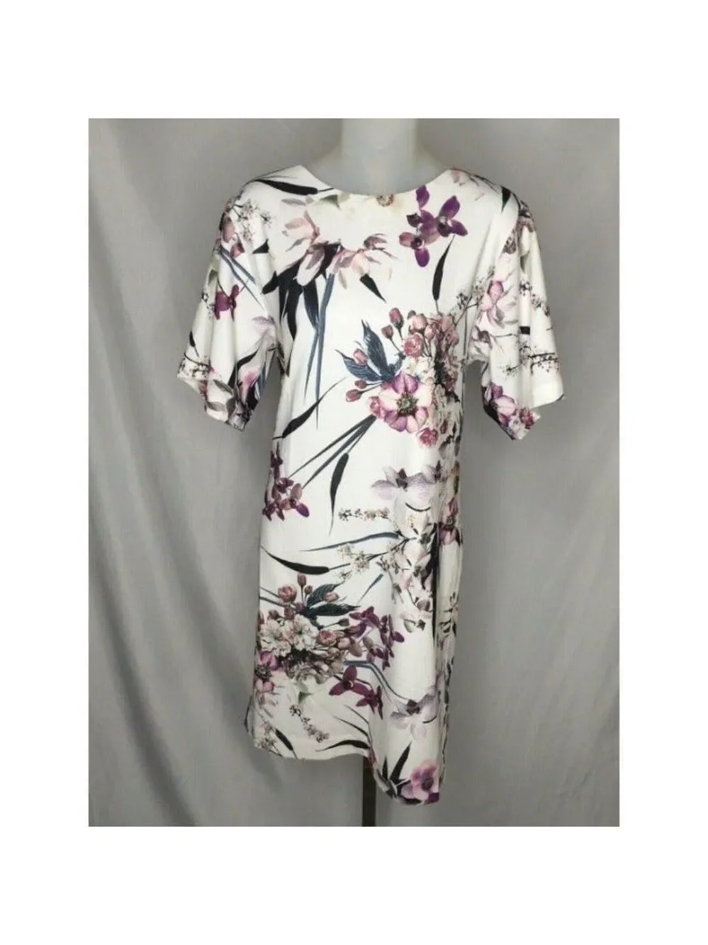 M&S British Ivory Lilac Purple Dress US4 - Picture 2 of 10